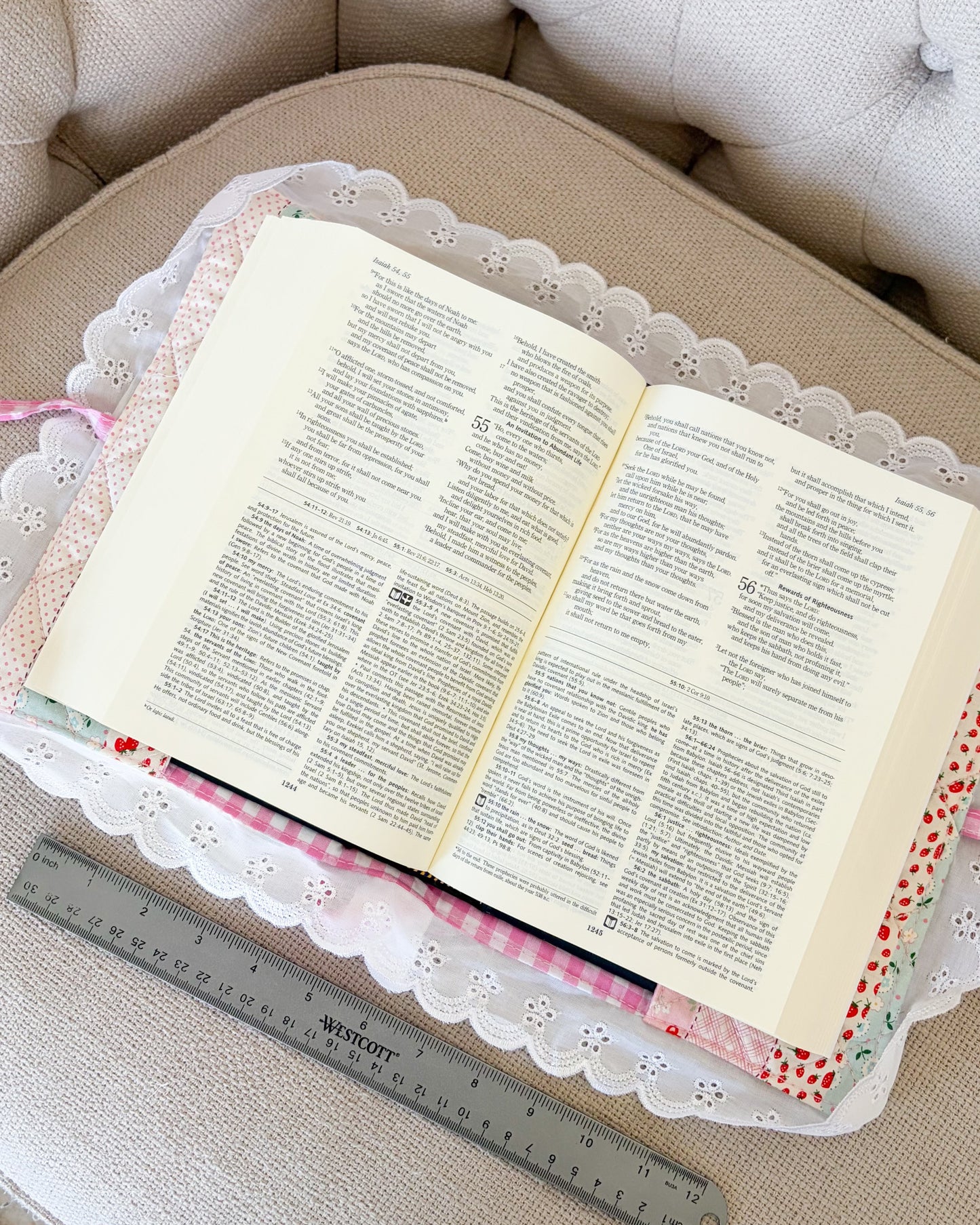 Quilted Floral Book Sleeve for Large Study Bible Cover
