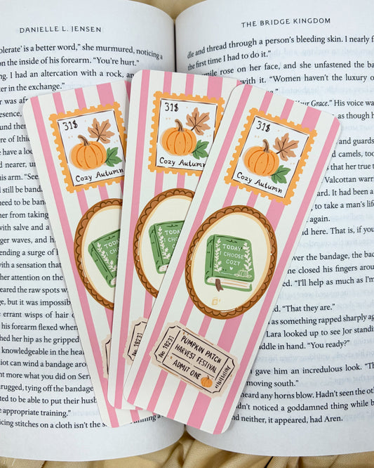 Cozy Autumn Pumpkin Patch Bookmark
