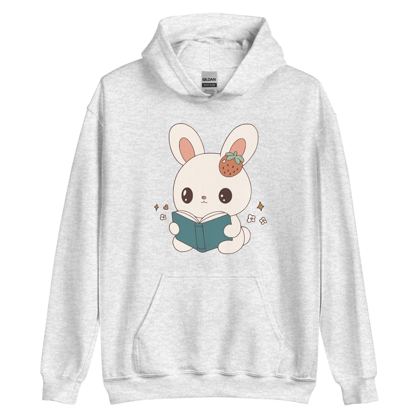 A Bunny Reading Her Book Hoodie - The Bean Workshop - animal shirt, bunny, hoodie, read everyday, read more books, short n' sweet