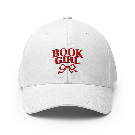 Book Girl Embroidered Closed-Back Structured Twill Cap - The Bean Workshop - Beach Reading Headwear., Bookish Summer Collection, cap, hat, Reading Cap, Structured Twill Cap, Summer Bookworm Hat