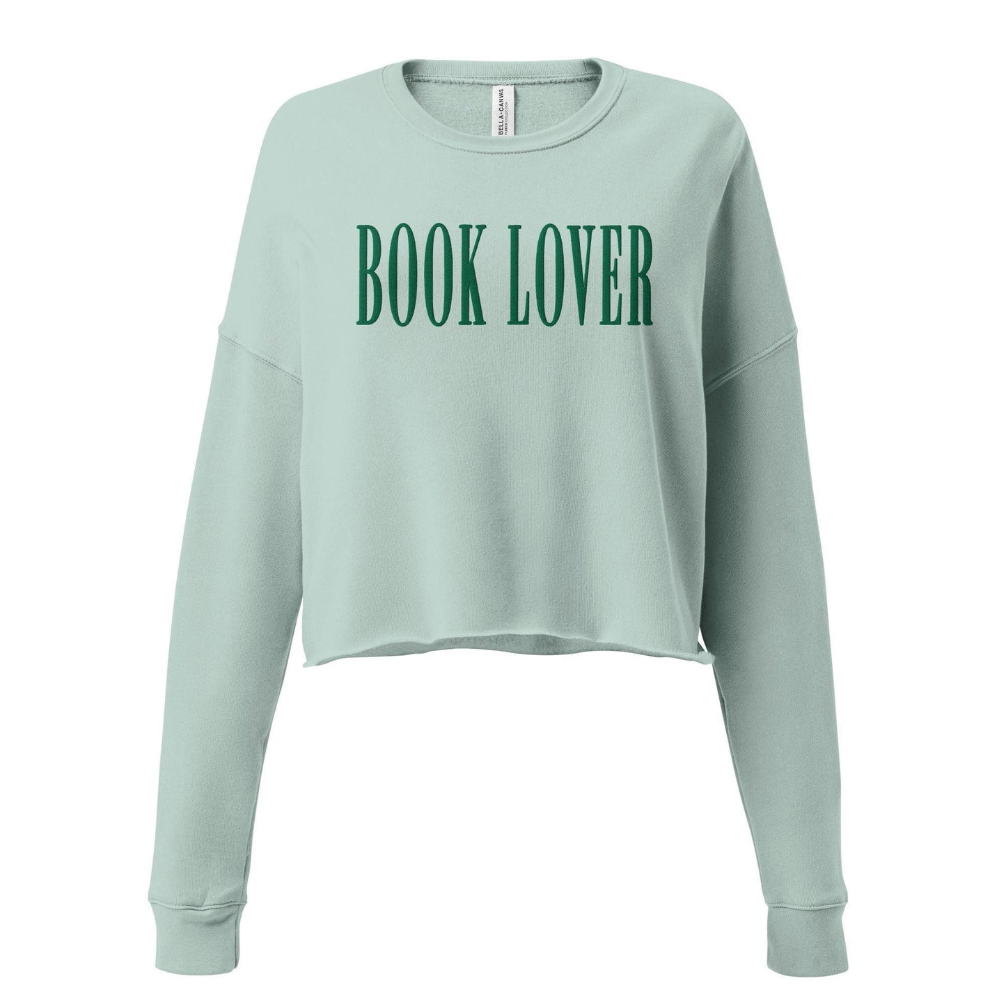Book Lover Embroidered Crop Sweatshirt - The Bean Workshop - book lover, bookish, crop top, embroidered, minimalistic, read everyday, sweatshirt
