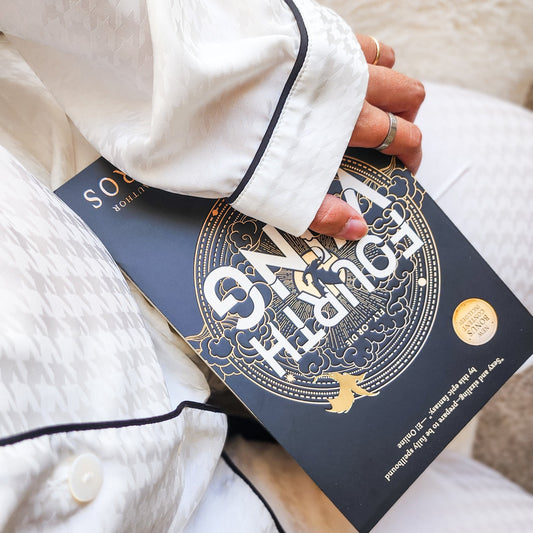 Book Lover Satin Houndstooth Pajama Set - The Bean Workshop - pajama