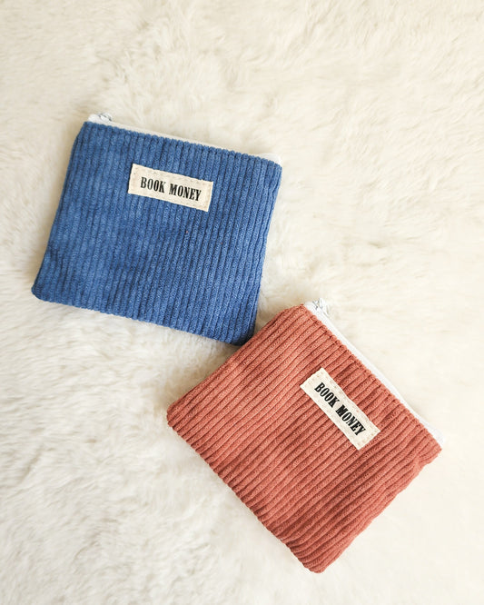 Book Money Corduroy Zippered Coin Purse
