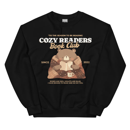 Cozy Readers Book Club Sweatshirt - The Bean Workshop - Autumn Vibes, Book Lover, Book Lover Gift, Bookish Apparel for Fall, Bookish Sweatshirt, Cottagecore, Cozy Aesthetic, Cozy Bear, Cozy Pullover, Cozy Readers Book Club, Cute Bear Graphic, fall, Fall Aesthetic, Gift for Reader Cozy Sweatshirt, sweatshirt