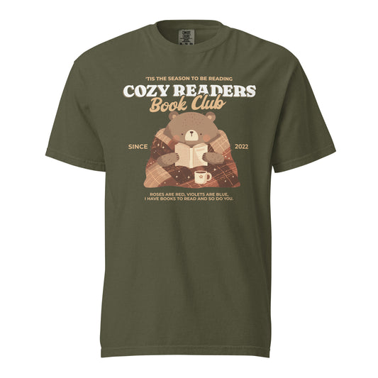 Cozy Readers Book Club T-Shirt - The Bean Workshop - Autumn Aesthetic Bookworm Shirt, Autumn Vibes, Book Lover, Book Lover Gift, Bookish Apparel for Fall, Cottagecore, Cozy Aesthetic, Cozy Bear, Cozy Readers Book Club, Cozy Readers Book Club Tee, Cute Bear Graphic, fall, Fall Aesthetic, Fall Reading Graphic Tee, Gift for Reader Cozy Sweatshirt, t-shirt