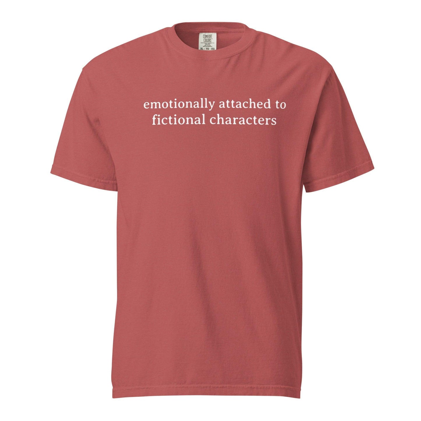 Emotionally Attached to Fictional Characters Tee Shirt - The Bean Workshop - book lover, bookish, box tee, minimalistic, read everyday, tee shirt