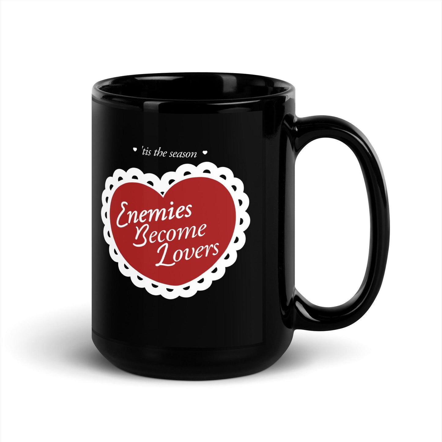 Enemies Become Lovers Black Coffee Mug - The Bean Workshop - black mug, book lover, ceramic mug, enemies become lover, mug, read everyday, valentine, Valentine's Day Picks