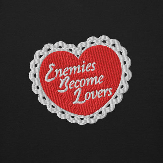Enemies Become Lovers Embroidered Premium Sweatshirt - The Bean Workshop - book lover, enemies become lover, read everyday, sweater, sweatshirt, Valentine's Day Picks