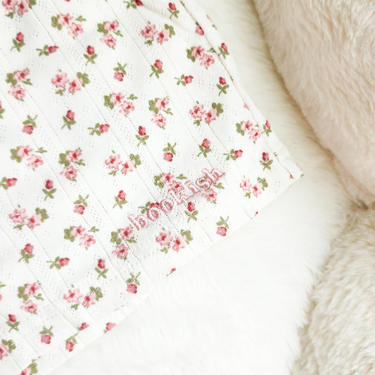 Floral Low Rise Embroidered Bookish Shorts - The Bean Workshop - bookish, Loungewear, shorts