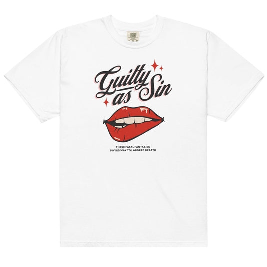 Guilty as Sin Tee Shirt - The Bean Workshop - book lover, box tee, guilty as sin, read everyday, taylor swift, the tortured poets department, ttpd