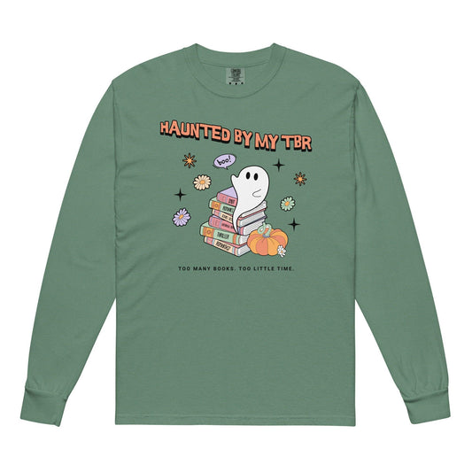 Haunted by TBR Heavyweight Long Sleeve Shirt - The Bean Workshop - halloween, long sleeve shirt, long sleeve tee