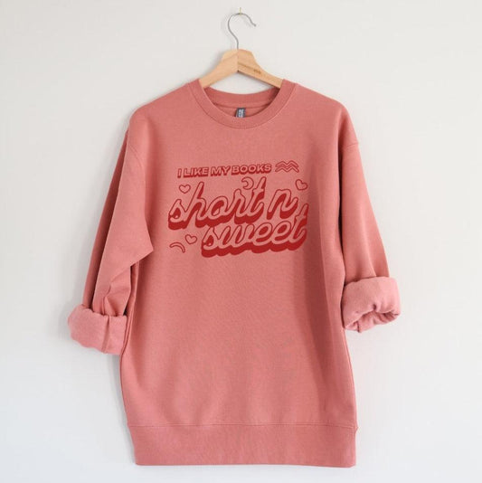 I Like My Books Short n' Sweet Premium Sweatshirt - The Bean Workshop - book design, book lover gift, book sweatshirt, bookaholic sweatshirt, bookworm gift, comfortable sweatshirt, read everyday, reading sweatshirt, short stories, sweater, sweatshirt