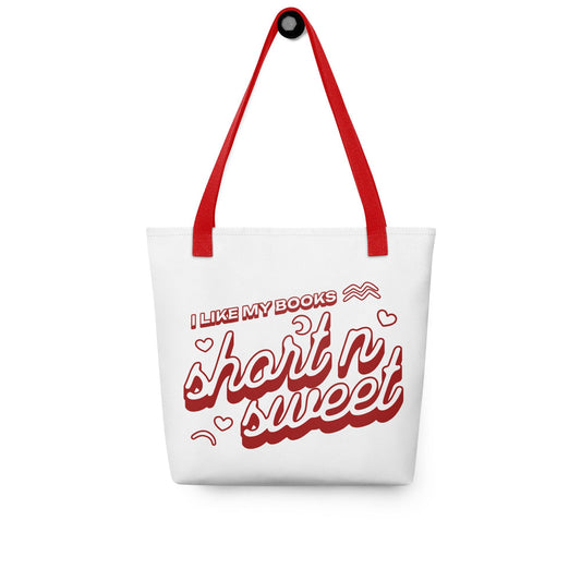 I Like My Books Short n' Sweet Tote Bag - The Bean Workshop - book lover gift, book tote bag, bookaholic gift, bookworm gift, read everyday, reading tote bag, reusable bag, Short n' Sweet Collection, tote