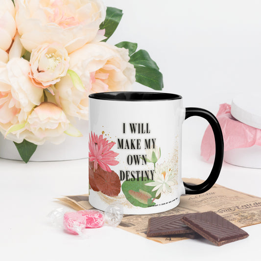 I Will Make My Own Destiny Ceramic Mug - The Bean Workshop - Asian fantasy inspired mug, Book lover gift idea, Bookish aesthetic, Celestial Kingdom, coffee mug, Destiny quote lotus mug, Fantasy rebellion quote, Immortal, Liyen, mug, Strong woman book apparel, Sue Lynn Tan