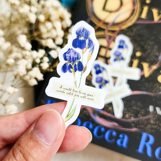 I Would Love To See Your Words Catch Fire With Mine Sticker | Divine Rivals by Rebecca Ross - The Bean Workshop - bookish gift, bookish sticker, Divine Rivals, Divine Rivals merch, enemies to lovers, fantasy romance, gift for book lovers, Iris and Roman, journal sticker, laptop sticker, Letters of Enchantment, quote sticker, Rebecca Ross, Rebecca Ross merch, Ruthless Vows, sticker