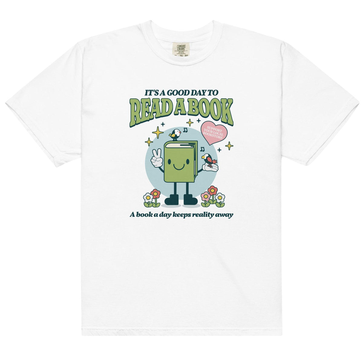 It's A Good Day To Read A Book Tee Shirt - The Bean Workshop - book lover, bookish, box tee, cute, read everyday, retro