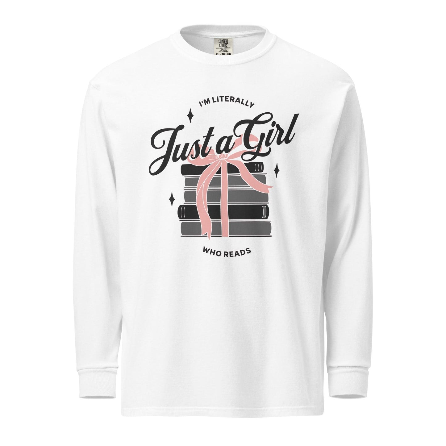 Just A Girl Who Reads Heavyweight Long Sleeve Shirt - The Bean Workshop - bookish, girly, long-sleeve shirt, read everyday, t-shirt, tee