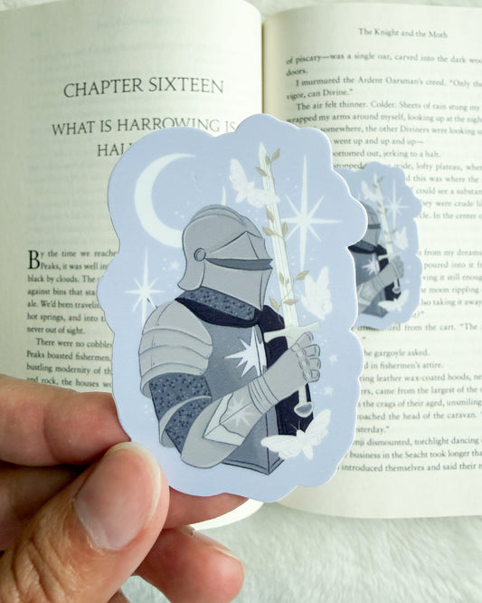 Knight and Moths Sticker - The Bean Workshop - book lover sticker, Book Lover Sticker for Laptop, book merch, Bookish Gift, Bookish Sticker, Cute Vinyl Sticker, Die Cut Sticker, Fantasy Book Gift, fantasy book sticker, laptop sticker, Laptop Sticker for Book Lovers, literary sticker, Rachel Gillig Inspired Merch, Rachel Gillig Sticker, sticker, The Knight and the Moth, The Knight and the Moth Sticker, vinyl sticker