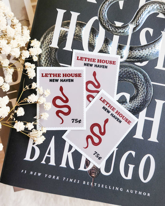 Lethe House Stamp Sticker - The Bean Workshop - Alex Stern, book lover gift, Bookish Gift, bookish sticker, dark academia, die cut sticker, fantasy sticker, hellbent, leigh bardugo, Leigh Bardugo merch, Lethe House, ninth house, Ninth House merch, sticker