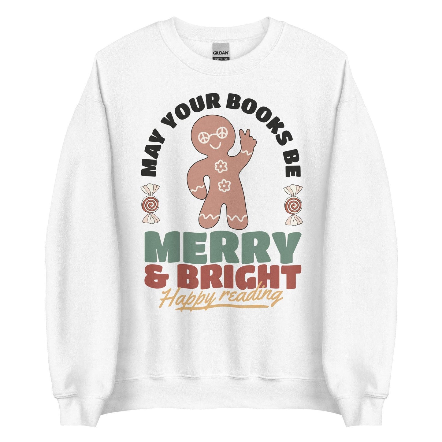 May Your Books Be Merry & Bright Sweater - The Bean Workshop - book lover, bookish, christmas, sweatshirt