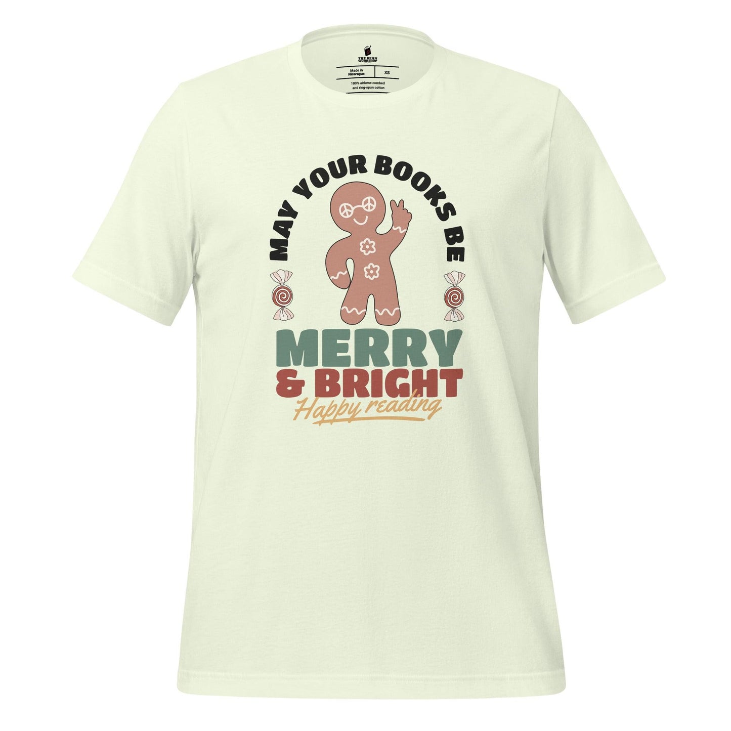 May Your Books Be Merry & Bright T-shirt - The Bean Workshop - bookish, christmas, t-shirt, tee