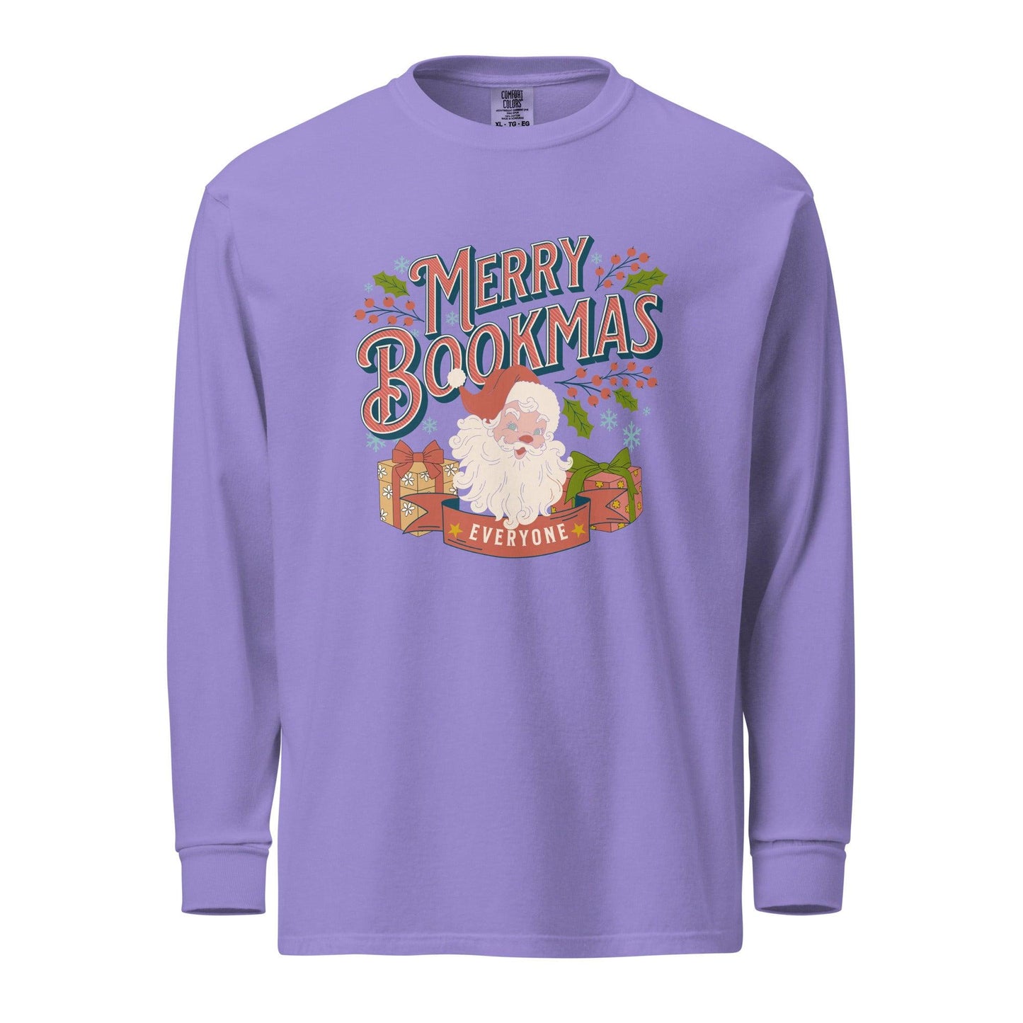 Merry Bookmas Christmas Heavyweight Long Sleeve Shirt - The Bean Workshop - bookish, chistmas, long-sleeve shirt, t-shirt, tee