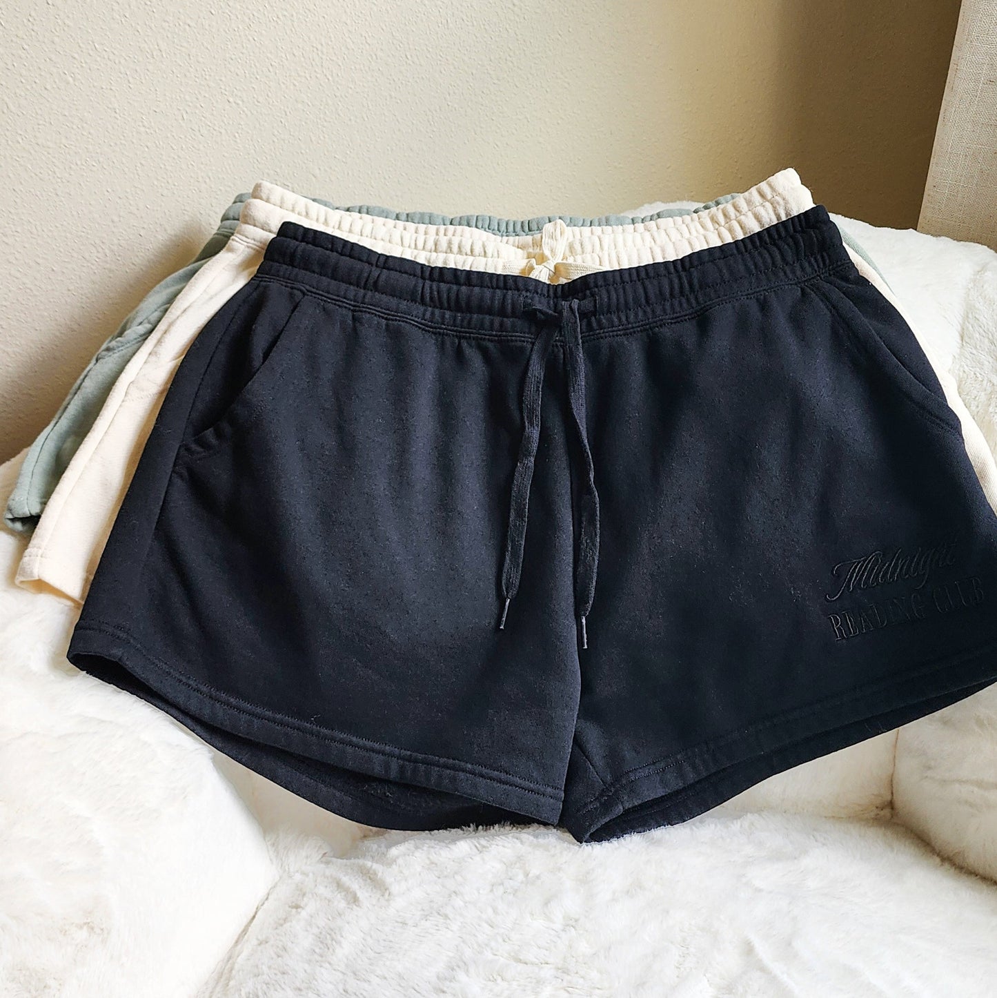 Midnight Reading Club Embroidered Shorts - The Bean Workshop - shorts