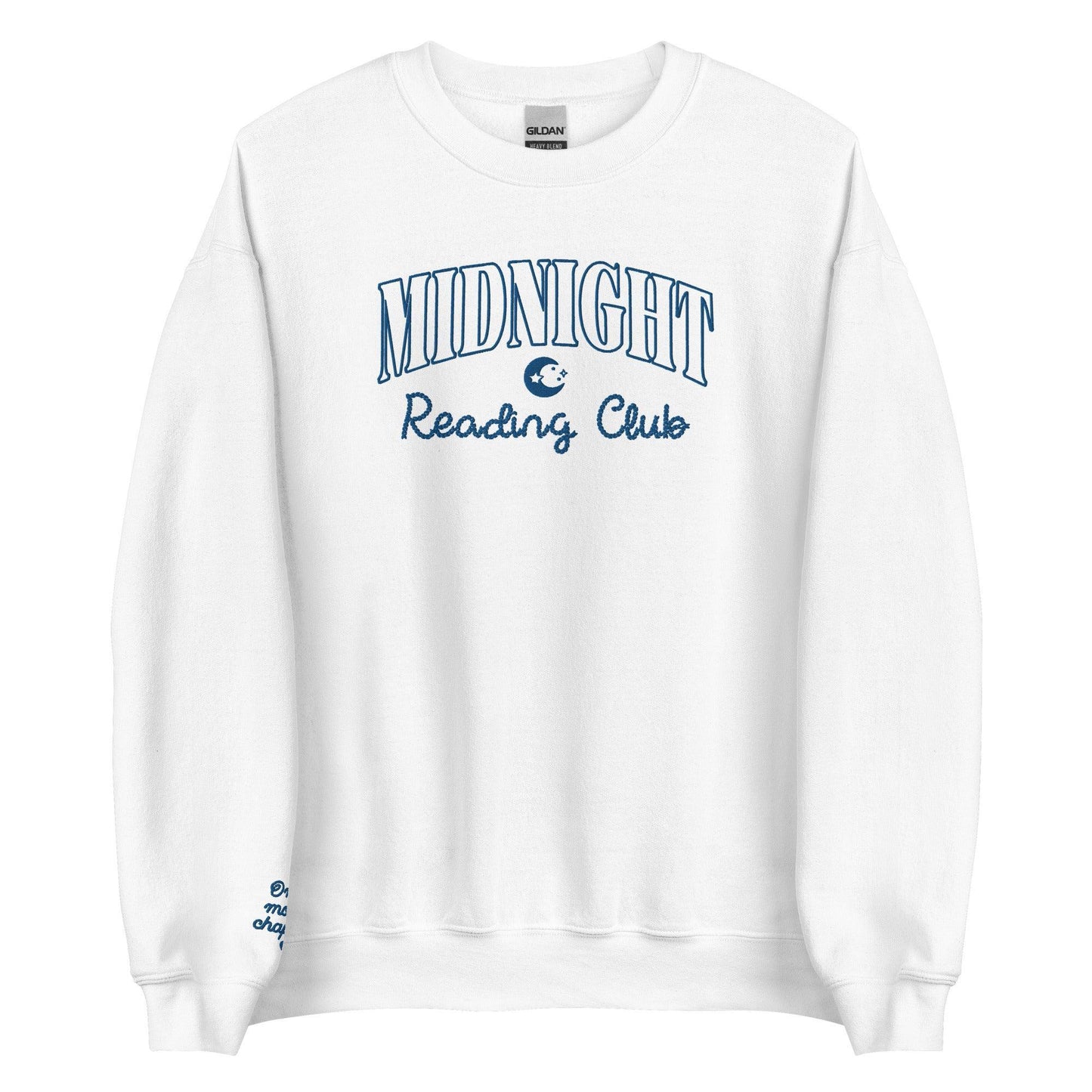 Midnight Reading Club Embroidered Sweatshirt - The Bean Workshop - book lover, bookish, embroidered, minimalistic, read everyday, sweatshirt