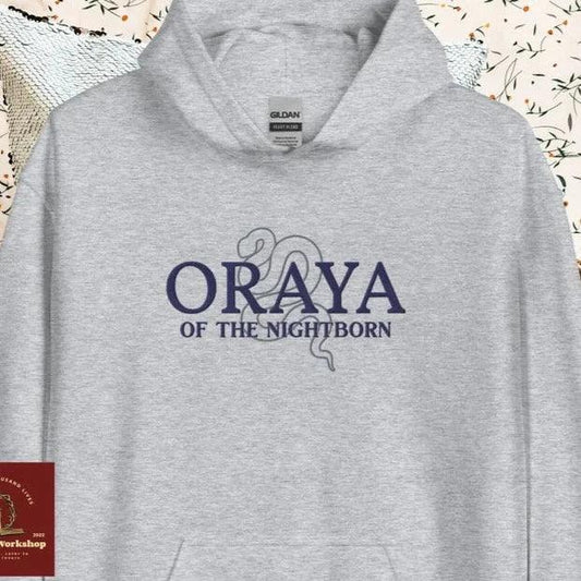 Oraya of the Night Born Embroidered Hoodie - The Bean Workshop - carissa broadbent, embroidered, hoodie, the serpent and the wings of night