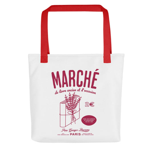 Parc Georges Brassens Paris French Old Book Market Tote Bag - The Bean Workshop - book lover gift, bookaholic gift, French book market, Parc Georges Brassens, Paris souvenir, read everyday, Short n' Sweet Collection, tote, tote bag, vintage book design