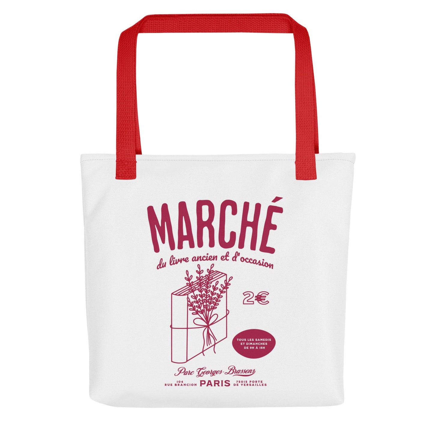 Parc Georges Brassens Paris French Old Book Market Tote Bag - The Bean Workshop - book lover gift, bookaholic gift, French book market, Parc Georges Brassens, Paris souvenir, read everyday, Short n' Sweet Collection, tote, tote bag, vintage book design