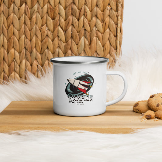 Rampion Crew Enamel Mug - The Bean Workshop - Bookish Accesories, coffee mug, enamel mug, Linh Cinder, Marissa Meyer, mug, Rampion Crew, The Lunar Chronicles
