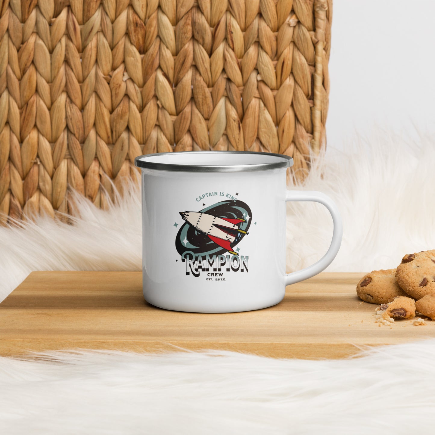 Rampion Crew Enamel Mug - The Bean Workshop - Bookish Accesories, coffee mug, enamel mug, Linh Cinder, Marissa Meyer, mug, Rampion Crew, The Lunar Chronicles