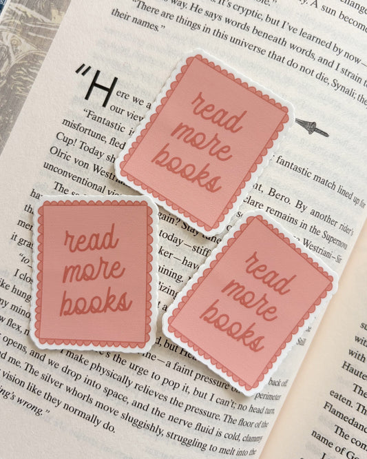 Read More Books Sticker - The Bean Workshop - book lover gift, book lover sticker, book trope, Bookish Gift, bookish sticker, cute sticker, die cut sticker, motivational sticker, reader sticker, reading sticker, sticker, vinyl sticker