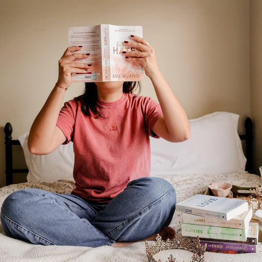 Red Jules Ambrose Embroidered T-Shirt - The Bean Workshop - ana huang, box tee, embroidered, twisted