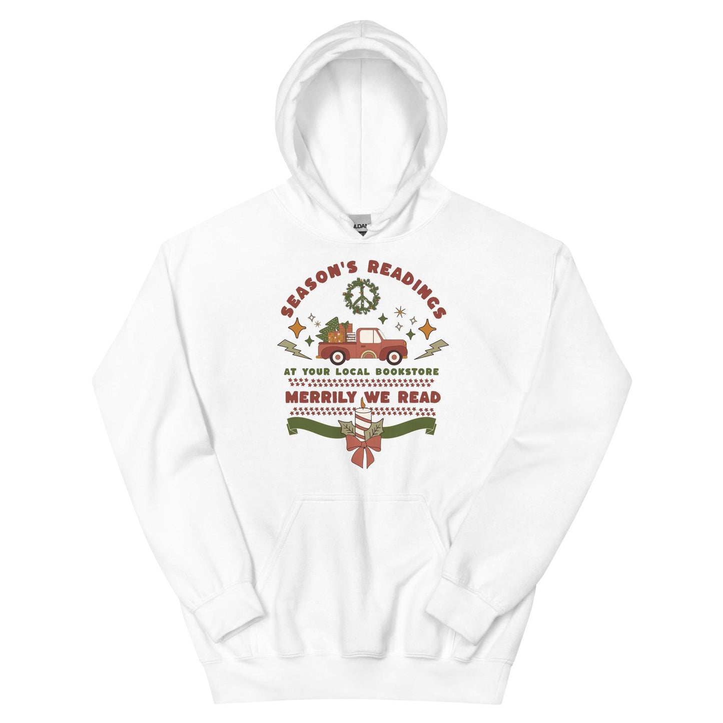 Season's Readings Christmas at Your Local Bookstore Hoodie - The Bean Workshop - bookish, Christmas, hoodie, Season's Readings