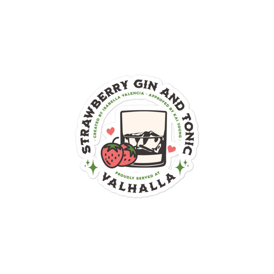Strawberry Gin and Tonic Sticker - The Bean Workshop - Ana Huang, bookish accessories, Isabella and Kai, Kings of Sin, sticker, Strawberry Gin and Tonic