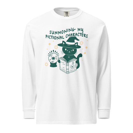 Summoning My Fictional Characters Heavyweight Long Sleeve Tee Shirt - The Bean Workshop - book lovers, halloween, long sleeve tee