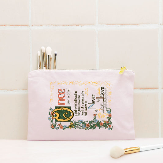 The Ballad of The Archer and The Fox Kindle Bag | Once Upon a Broken Heart E-Reader Pouch - The Bean Workshop - Coquette Aesthetic, E-reader Pouch, Evangeline Fox Merch, Fairytale Core, Illuminated Manuscript Design, Makeup Zipper Bag, ouabh, Pink Kindle Bag, Pink Kindle Sleeve for Fantasy Readers, Stephanie Garber Once Upon a Broken Heart, The Ballad of Never After Gift, Travel Accessory, Whimsical Cosmetic Bag with Quote