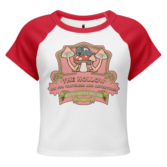 The Hollow Women Micro Rib Raglan Baby Tee - The Bean Workshop - cropped t-shirt, cute dragon illustration, Jacks and Evangeline, Little Fox, once upon a broken heart, Only One Bed trope shirt, ouabh, Rib Raglan Baby Tee, stephanie garber, The Ballad of Never After, Whimsical