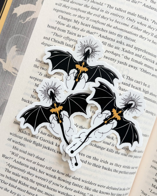 Violet Sorrengail Dragon Relic Sticker - The Bean Workshop - Basgiath War College, Bookish Gift, bookish sticker, dain aetos, die cut sticker, dragon relic, Empyrean series, fourth wing, Fourth Wing Merch, Fourth Wing Sticker, IMOGEN CARDULO, Liam Mairi, rebecca yarros, Rebecca Yarros Sticker, rhiannon Matthias, ridoc gamlyn, sticker, vinyl sticker, violet sorrengail, Violet Sorrengail sticker, xaden riorson