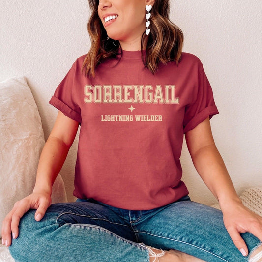 Violet Sorrengail Lightning Wielder Tee Shirt - The Bean Workshop - box tee, fourth wing, rebecca yarros, violet sorrengail