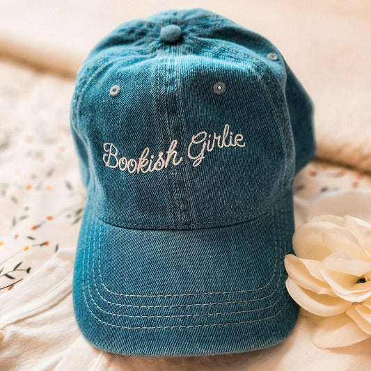 Bookish Girlie Embroidered Denim Hat