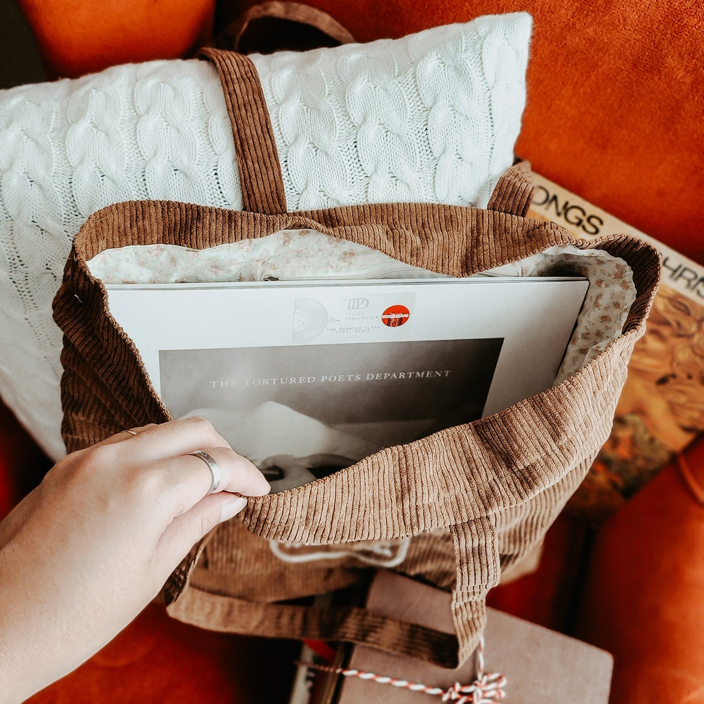 It's A Good Day To Read A Book Embroidered Corduroy Tote Bag