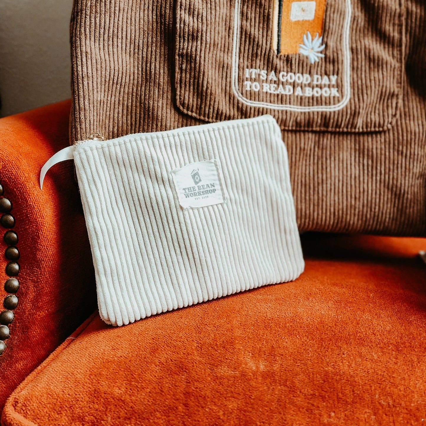 It's A Good Day To Read A Book Embroidered Corduroy Tote Bag