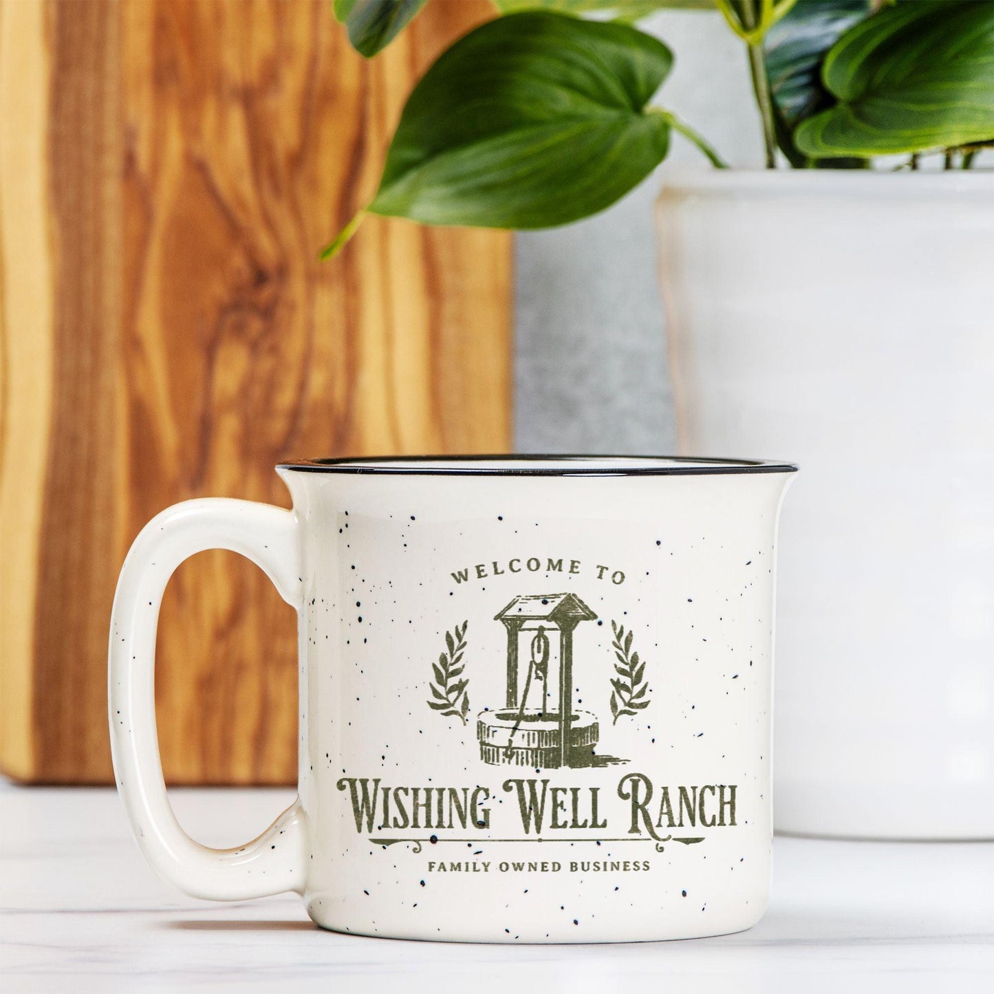 Wishing Well Ranch Speckled Ceramic Camp Mug