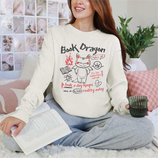 Book Dragon Fleece Crewneck Sweatshirt