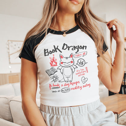 Book Dragon  Women’s micro rib Raglan Baby Tee