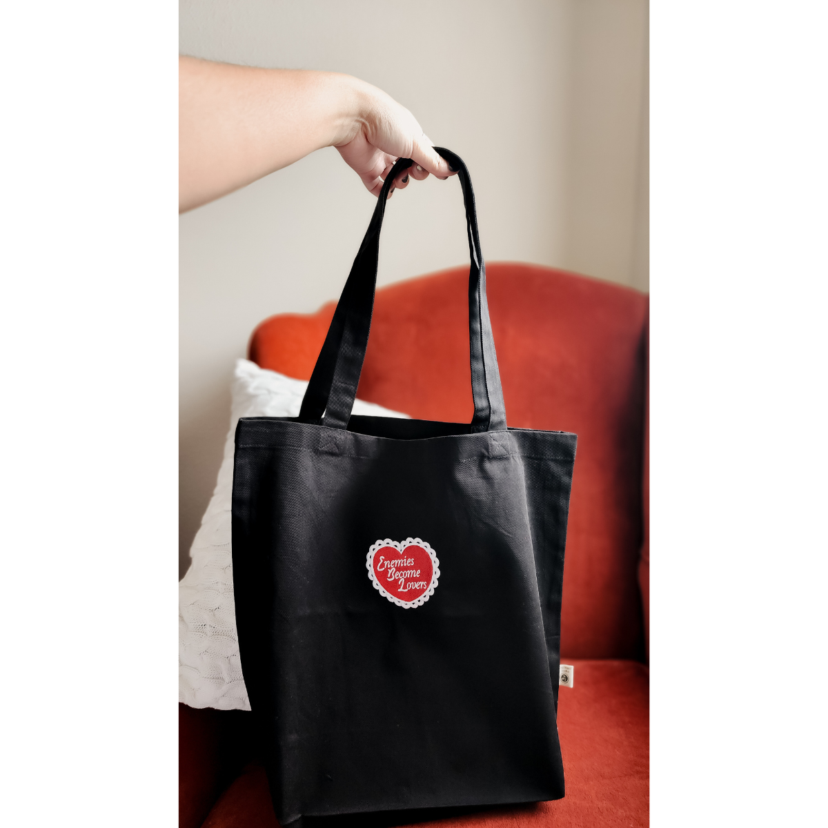 Enemies Become Lovers Embroidered Tote Bag