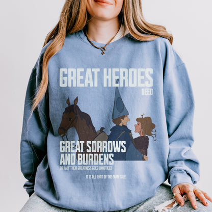 Great Heroes Need Great Sorrows and Burdens Schmendrick & Molly Grue Fleece Crewneck Sweatshirt